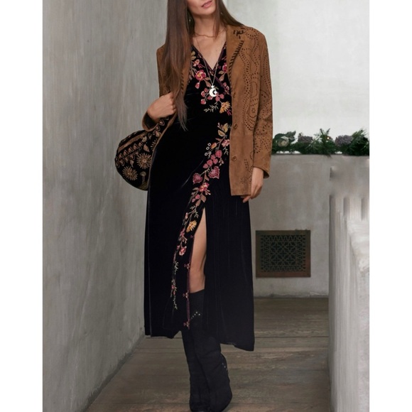 Johnny Was velvet wrap midi dress  NEW - Picture 1 of 12